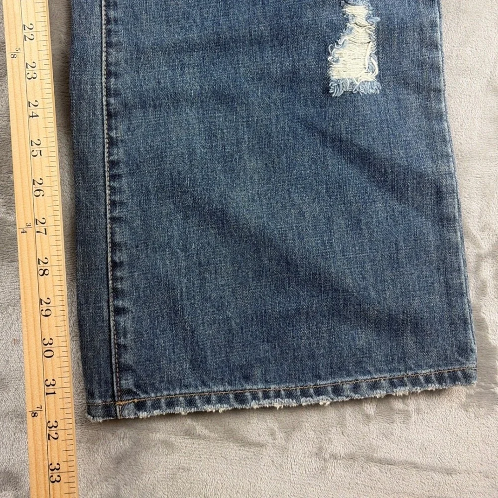 Guess Jeans Mens 38x32 Distressed Wide Leg Blue Denim Patch Pocket NWT